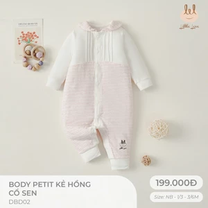 Body petit kẻ hồng cổ sen dành cho bé Lil little Love (DBD02)