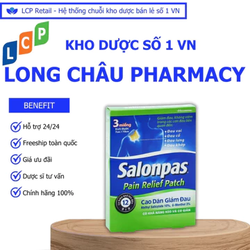 Cao dán hỗ trợ làm dịu cảm giác mỏi vai, cổ Salonpas Pain Relief Patch (7cm x 10cm - 3 miếng)