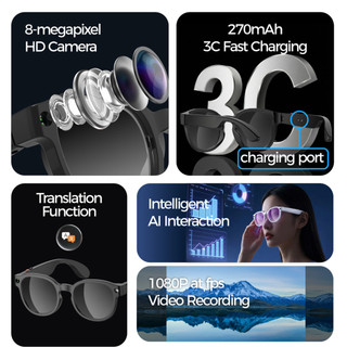 2025 Kính râm thông minh S1 mới có Camera HD AI Dịch cuộc gọi Bluetooth Trợ lý giọng nói Tính năng dành cho nam nữ Kính thông minh