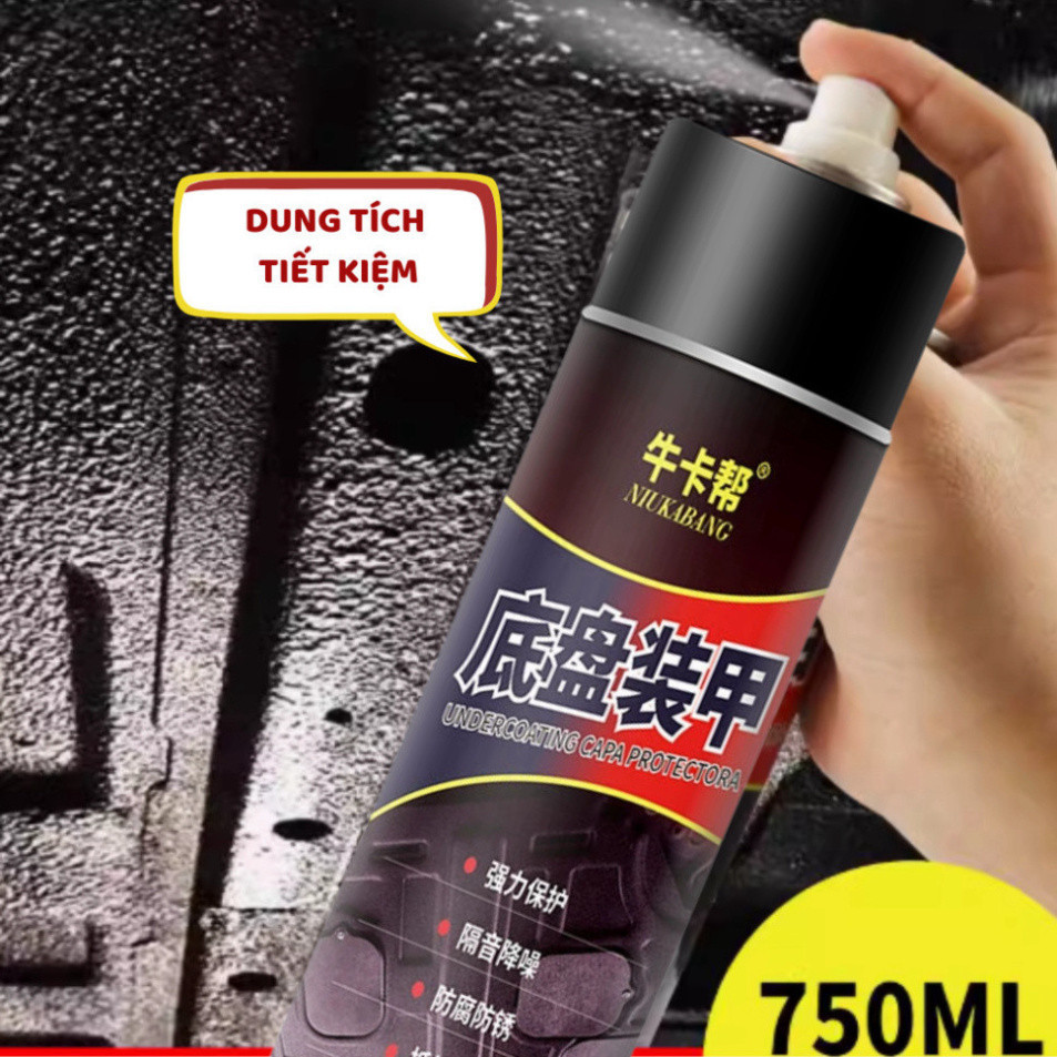 Sơn Phủ Gầm Cao Su Non Sơn Xịt Gầm Xe Ô Tô Chống Ồn Rỉ Sét Xịt Tay Khung Gầm Xe Hơi 750ml