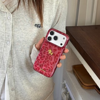 Hàn Quốc 3D Ngựa Vàng Họa Tiết Da Báo Đỏ Hai Lớp Imd Ốp Lưng Điện Thoại iPhone 17Promax 17pro 14 15 16 Pro Max 13 Chống Sốc Nữ Điện Thoại Di Động