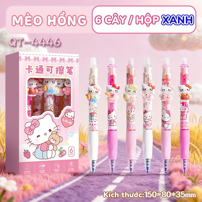 Bút mực xoá được dạng bấm ngòi 0.5mm – Bút gel hoạt hình mực xanh nhanh khô, viết êm tay, quà tặng dễ thương cho bé