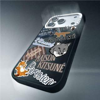 CASECASE X Maison Kitsune Fox Sticker Case White Camera Ring Edition Matte Đen Cứng Hút Từ Tính Tác Động Dành Cho Apple IPhone 13 14 15 16 17 Pro Max Air Plus Có Hộp