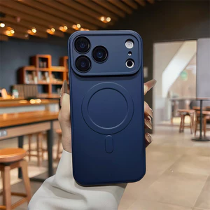 Ốp điện thoại từ tính màu đơn giản cho iPhone 17 Pro Max 11 12 13 14 15 16 pro max Vỏ bảo vệ điện thoại vỏ mềm bảo vệ ống kính chống rơi