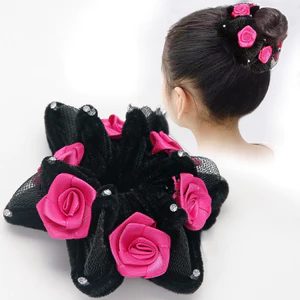 Trẻ Em Khiêu Vũ Tóc Lưới Bun Maker Dây Buộc Tóc Co Giãn Phụ Kiện Tóc Cho Bé Gái