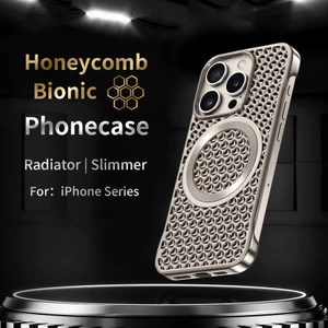 Ốp điện thoại giữ nhiệt tổ ong không viền sơn kim loại cho iPhone 16 17 15 14 13 12 Pro Max từ tính cho vỏ sạc không dây