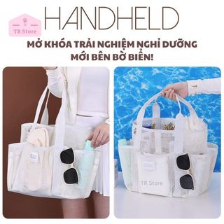 Túi Tote Lưới Đa Năng Cho Hồ Bơi/Bãi Biển - Nhiều Ngăn Ngoài, Nhanh Khô, Thoát Cát/Nước