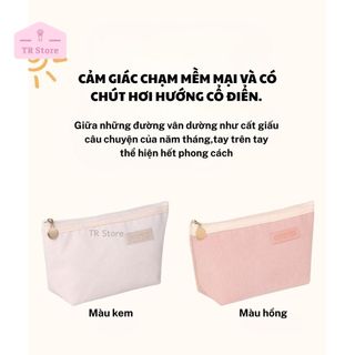 Túi Mỹ Phẩm Nhung Tăm Phong Cách Hàn Quốc - Mềm Mại, Cỡ Lớn Đa Năng
