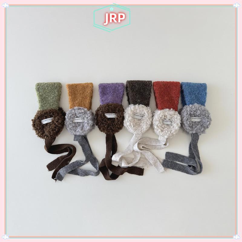 JRP INS Style Trẻ Em Bé Gái Sang Trọng Buộc Tai Thiết Kế Khóa Màu Mùa Đông Ấm Áp Dệt Kim Bịt Tai Dày Ấm Áp Dệt Kim Earmuffs JRP