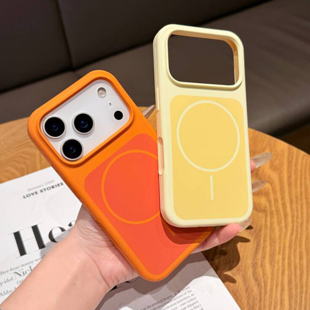 Ốp Điện Thoại Silicon Lỏng Màu Cam Từ Tính Cho iPhone 17 Pro Max 16 15 14 13 Vỏ Bảo Vệ Chống Sốc