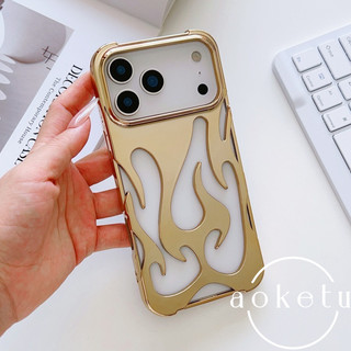 Ốp điện thoại ngọn lửa rỗng cá nhân phù hợp cho vỏ tản nhiệt iPhone 17 Promax 16pro / 15pro sáng tạo phong cách cặp đôi 14 vỏ mềm 13 vỏ mềm chống rơi