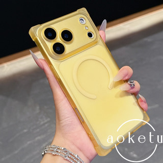 Thích hợp cho iPhone 17promax Ốp điện thoại vuông 17Air Apple 16pro bốn góc chống rơi 15pro Ốp mềm từ tính 13promax mờ trong suốt 16plus có vỏ màng ống kính