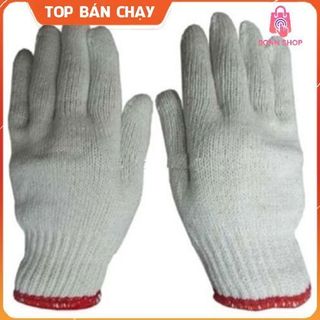 Bịch 10 đôi găng tay sợi bảo hộ lao động loại 40g màu trắng, găng tay sợi trắng