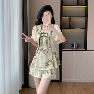 Bộ đồ mùa hè nữ phong cách Trung Quốc mới, nhẹ nhàng và thời trang, gồm áo thiết kế tươi mới và quần short thoải mái