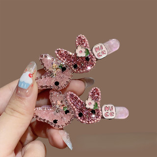 Phiên Bản Hàn Quốc Ngọt Ngào Dễ Thương Hồng Kim Cương Giả Thỏ Kẹp Tóc Trẻ Em Nữ Phong Cách Mới Cao Cấp Mỏ Vịt Kẹp Thời Trang Phù Hợp Với