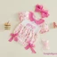 Bé Gái Sinh Nhật Mùa Hè Áo Liền Quần Bánh Bóng In Hình Tay Ngắn Cổ Búp Bê Jumpsuit Có Băng Đô Bộ