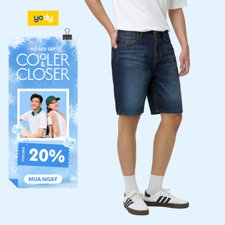 Quần short jeans nam YODY regular mài xước mềm mại, độ bền cao, thông thoáng MCJS25S007