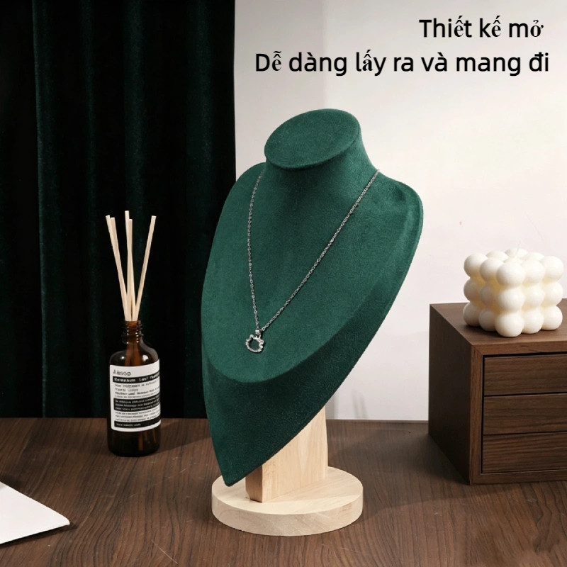 Vòng cổ trưng bày cổ nhung ma-nơ-canh, đạo cụ tủ kính sang trọng, bảo vệ trang sức, quà tặng đẹp