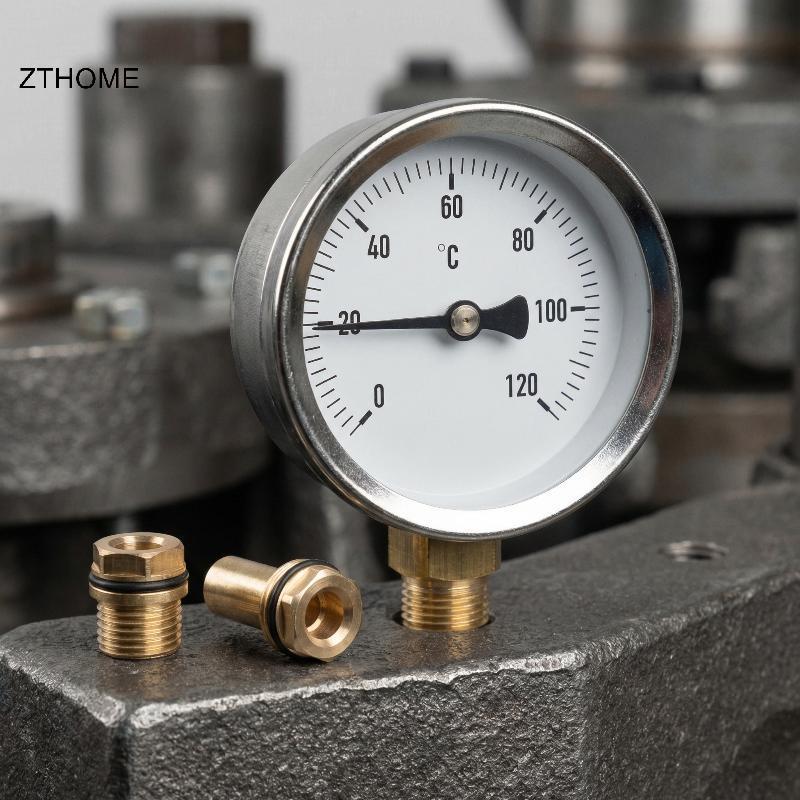 Máy đo nhiệt độ nước ZTHOME Nhiệt kế lưỡng kim 120C Vỏ đồng để kiểm tra công nghiệp Kỹ thuật HOT