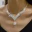 Bộ Trang sức kim cương giả thời trang, bông tai và nơ cổ - Perfect cho lễ cưới hoặc làm quà tặng