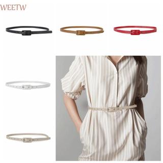 Thắt lưng da PU WEETW, Thắt lưng mỏng phù hợp với mọi phong cách Hàn Quốc thanh lịch Trang trí quần trang trí màu kẹo Dây thắt lưng