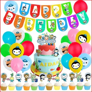 BH2 Bộ Trang Trí Tiệc Chủ Đề Octonauts Trẻ Em Bé Chúc Mừng Sinh Nhật Biểu Ngữ Bánh Topper Bóng Quà Tặng Barnacles kwazi