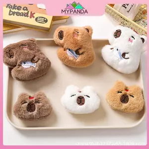 MYPANDA Búp bê Capybara dễ thương sang trọng, thêu thổ cẩm nhồi bông mềm, kèm quần áo và phụ kiện trang trí.