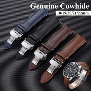 Khóa bướm - Dây đeo đồng hồ da thật da bò 18 / 19 / 20 / 21 / 22mm Phát hành nhanh Dây đeo đồng hồ thông minh đơn giản mềm mại Vòng đeo tay đồng hồ da bắp chân dành cho nam nữ