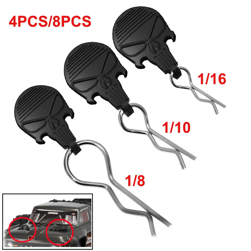 4 / 8 Chiếc Đa Năng RC Xe Thân Kẹp Với Tab Kéo Đen / Bạc R Chân Cho Tỉ Lệ 1 / 8 1 / 10 1 / 16 Losi Arrma Trục Redcat HPI HSP