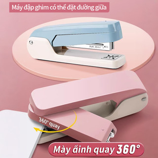 Dập ghim xoay 360 độ cao cấp bấm giấy dày 50 trang cho học sinh văn phòng chuyên nghiệp bền