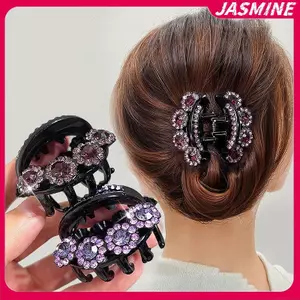 JASMINE Vintage Kim Cương Giả Hoa Vuốt Tóc Nữ Thời Trang Pha Lê Kẹp Tóc Kẹp Cua Đuôi Ngựa Barrette Bé Gái Phụ Kiện Tóc JASMINE