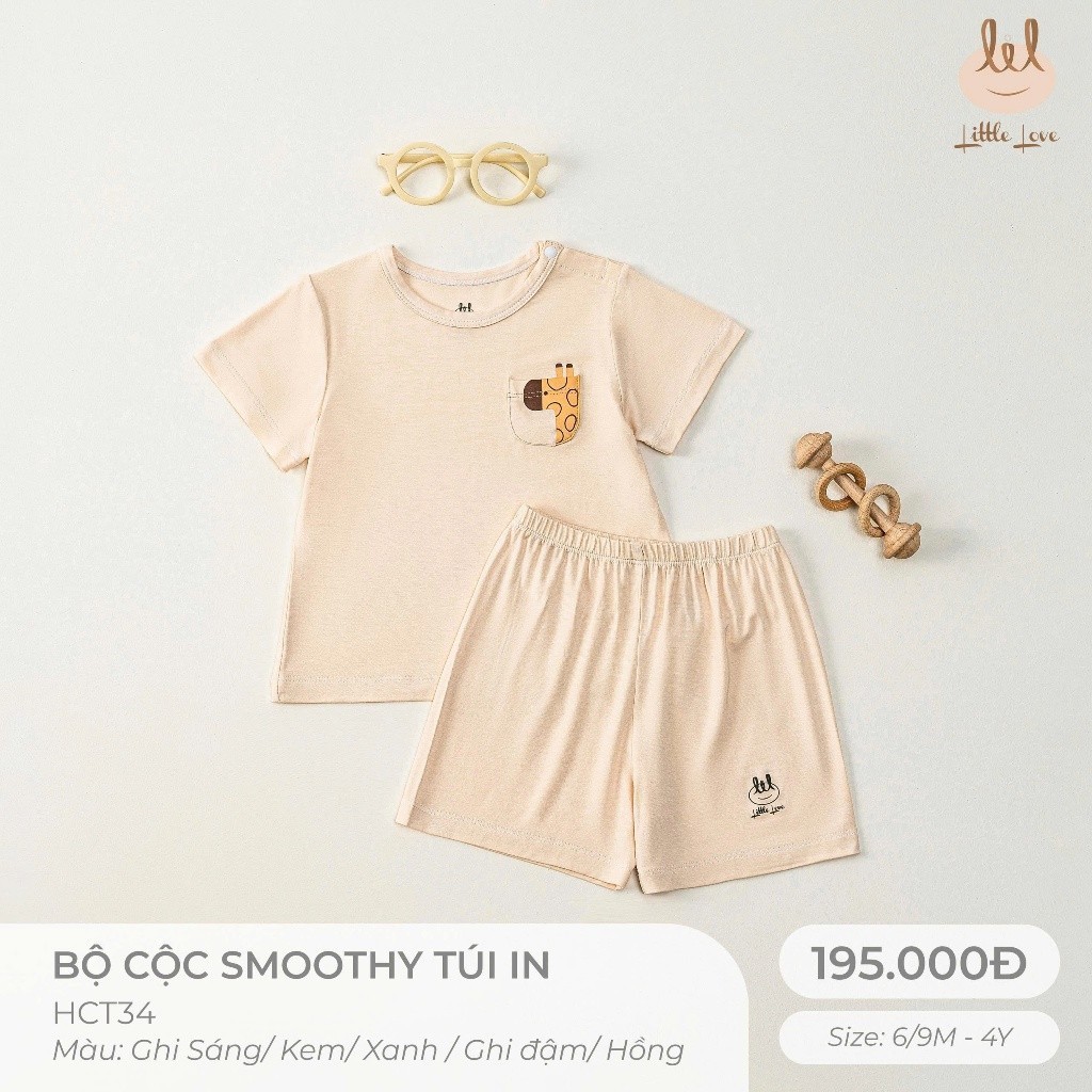 BỘ CỘC TAY VẢI SỢI TRE TÚI IN [ Siêu Mềm, Mát, Mịn Co Dãn Và Thấm Hút Mồ Hôi Tốt] Size 6M - 4Y (HCT34)