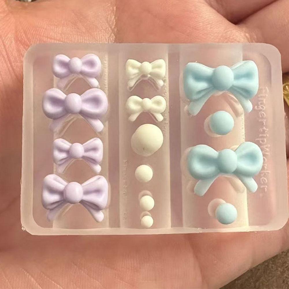 DIY Nail Art Khuôn Silicon Chữ Thập Và Nơ Nhựa Đúc Bộ 3D Trang Trí Móng Tay Epoxy Thủ Công Dụng Cụ Y9J9