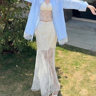 Nova-Chân Váy Ren Dài Xòe Đi Biển Váy Ren Dáng Dài Xuyên Thấu Vintage