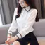 Áo sơ mi nữ dài tay màu trắng thời trang, thiết kế nút ngọt ngào