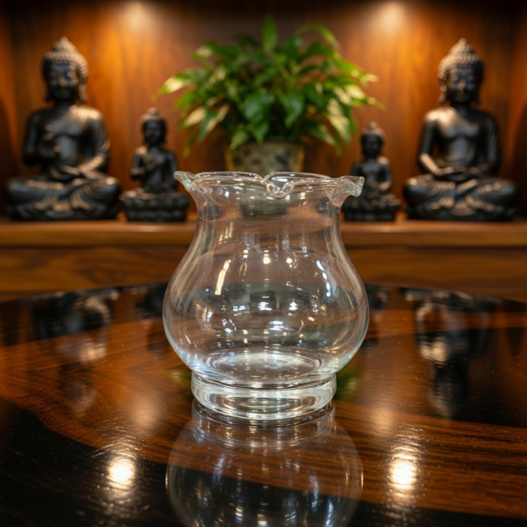 Đèn Dầu Thờ Cúng Hình Hoa Sen Lưu Ly Vàng - Đèn Bàn Thờ Cúng Gia Tiên, Thần Tài, Thờ Phật - Chất Liệu Cao Cấp [ Đèn 035]