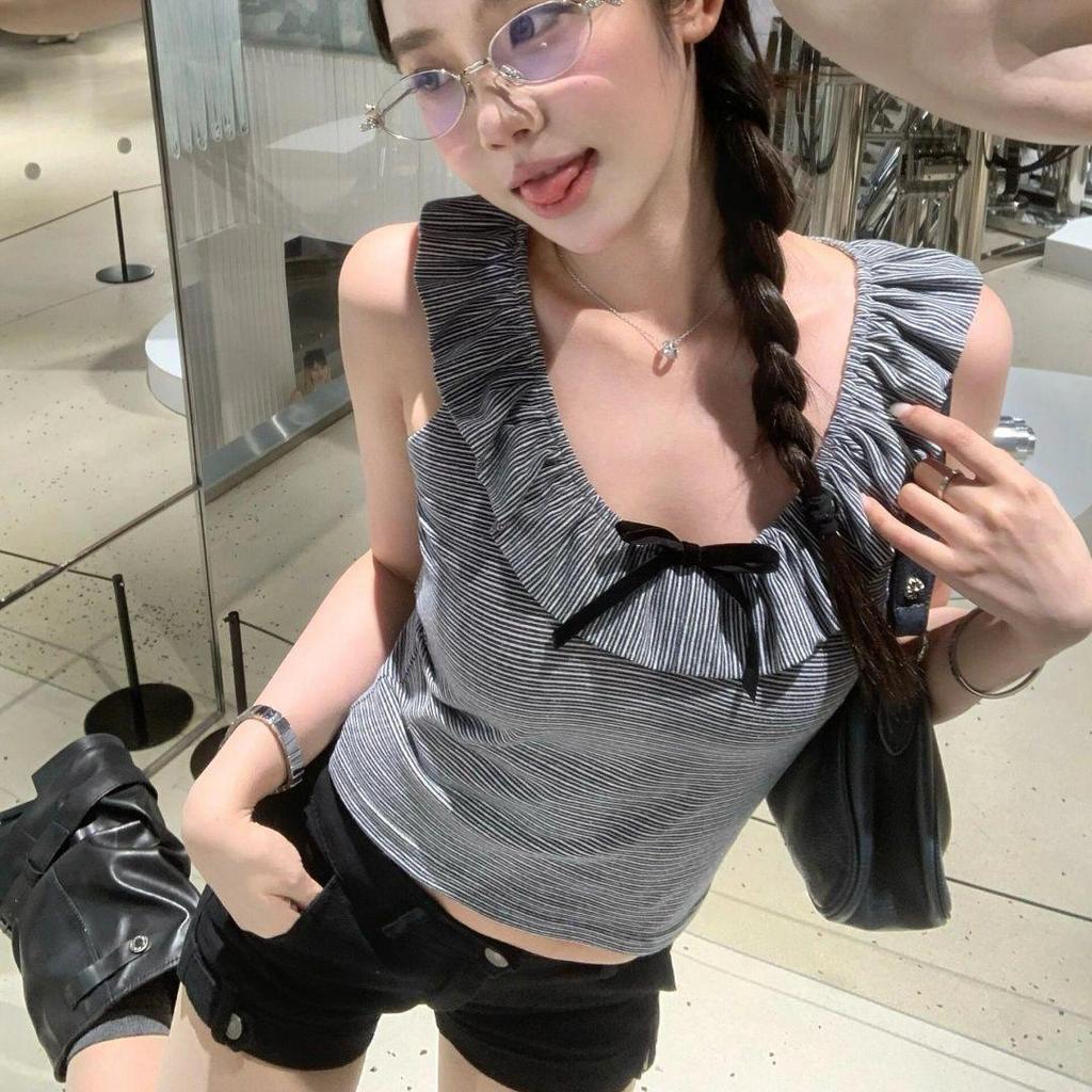 Áo vest sọc cổ điển kiểu Pháp, dáng slimfit, không tay - Phù hợp cho mùa hè