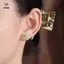 Bông Tai Đinh Tán Cỏ Bốn Lá Ngọc Hetian, Phù Hợp Làm Quà Tặng Cho Bé Gái