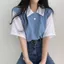 Áo Polo Thun Ngắn Tay Màu Tương Phản Phong Cách Preppy, Dành Cho Nữ Mùa Hè 2026