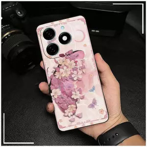 Thích hợp cho vỏ điện thoại Tecno Spark20 / KJ5 Kết cấu độc đáo Sáng tạo vui nhộn Bao gồm tất cả các cạnh hoa màu trơn
