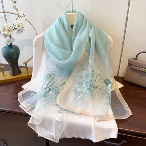 Khăn lụa nữ thời trang mùa xuân, thiết kế thêujacquard dài, phù hợp mặc bên ngoài