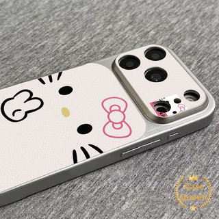 Vỏ hình mèo Kitty hoạt hình đơn giản đáng yêu tương thích cho IPhone XR 17 13 14 12 16 15 11 Pro Max Air 16 15 14 Plus 14 16 12 17 13 Pro Vỏ họa tiết da sáng tạo sang trọng