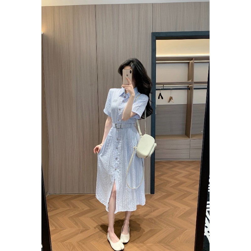 Váy dài sọc ve áo mới dành cho nữ