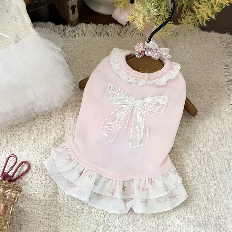 Quần Áo Cho Chó Mùa Xuân Mùa Hè Hoa Vest Khâu Đầm Bichon Teddy Maltese Công Chúa Phong Cách Váy