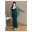 Bộ đồ bà bầu mùa hè gồm váy và cardigan dáng rộng