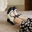 Mùa Xuân Mùa Hè Hiệu Suất Retro Dày Gót Màu Phù Hợp Với Ren-Up Mũi Tròn Sườn Xám Giày Thời Trang Hợp Thời Trang Giày Cao Gót Retro