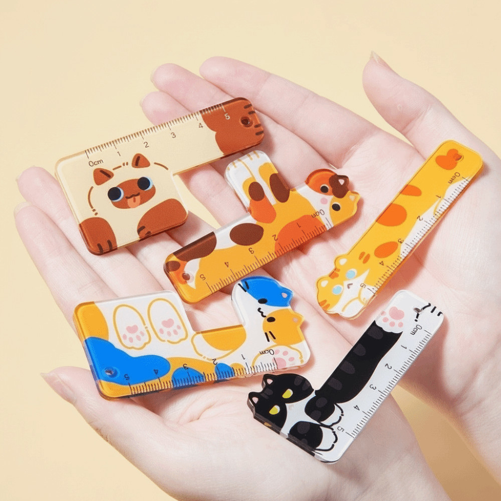 HIGHVIEWLS 5 Thước Động Vật Hoạt Hình, Thước Mini Chó Mèo 5cm Sáng Tạo, Ba Lô Di Động Dễ Thương Charm Thước Ba Lô Charm