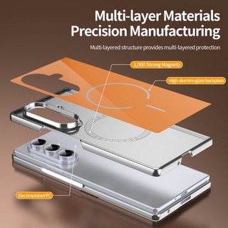 Ốp từ tính màu kẹo sang trọng cho Samsung Galaxy Z Fold 7/6/5/4/3/8, kèm kính bảo vệ màn hình trước
