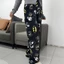 Cửa Hàng Hoạt Hình Retro Flannel Thu Đông Thẳng Quần Nữ Mùa Thu Lông Cừu Ấm Áp Nhà Quần Đi Bộ Quần Cong