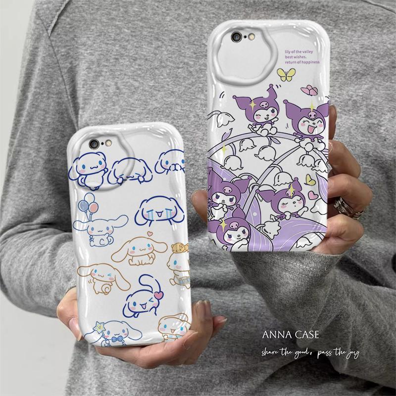 Ốp Cho iPhone 6 6S 7 8 SE iPhone 6Plus iPhone 6sPlus Vỏ Kem Hoạt Hình Cinnamoroll Cặp Đôi TPU Mềm 3D Sóng Silicon Vỏ Điện Thoại